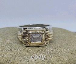 Size 8.5 UNISEX Franklin Mint 14k Gold Sterling Silver CZ Ring Alfred Durante