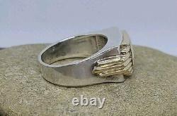 Size 8.5 UNISEX Franklin Mint 14k Gold Sterling Silver CZ Ring Alfred Durante