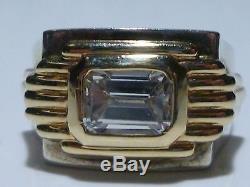 Size 8.75 Unisex Franklin Mint Sterling Silver 14k Gold Cz Ring Alfred Durante