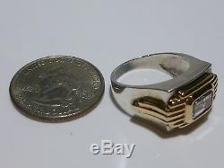 Size 8.75 Unisex Franklin Mint Sterling Silver 14k Gold Cz Ring Alfred Durante