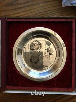 Solid Sterling Silver Christmas Plate Norman Rockwell Hanging The Wreath