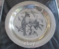 Solid Sterling Silver THE CARDINAL Plate by James F Lansdowne Franklin Mint #8