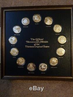 Solid sterling silver proof coins medals 13 original states by Franklin Mint