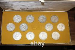 Spqr The Twelve Caesars 12 Sterling Silver Medal Medallion Set Franklin Mint