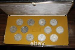 Spqr The Twelve Caesars 12 Sterling Silver Medal Medallion Set Franklin Mint