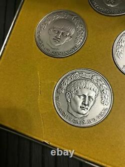 Spqr The Twelve Caesars 12 Sterling Silver Medal Medallion Set Franklin Mint