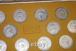 Spqr The Twelve Caesars 12 Sterling Silver Medal Medallion Set Franklin Mint