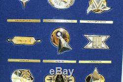 Star Trek Franklin Mint Insignia Collection 12 Sterling Silver Badges Set w CASE