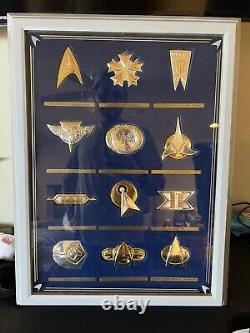 Star Trek Insignia Badges Official Sterling Silver & 24kt Gold Franklin Mint Set