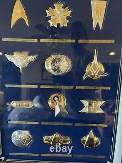 Star Trek Insignia Badges Official Sterling Silver & 24kt Gold Franklin Mint Set