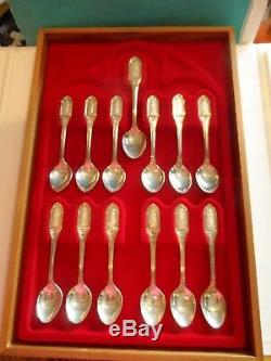 Sterling Silver 1973 Franklin Mint Collection Of 13 Apostle Spoons