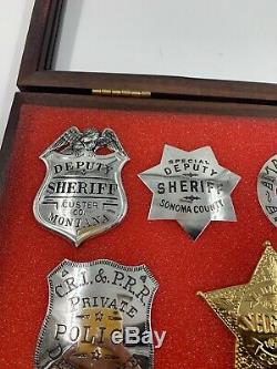 Sterling Silver 1987 Franklin Mint Collectible 10 Western Lawmen Badges Replicas