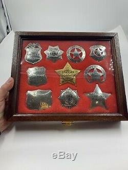 Sterling Silver 1987 Franklin Mint Collectible 10 Western Lawmen Badges Replicas