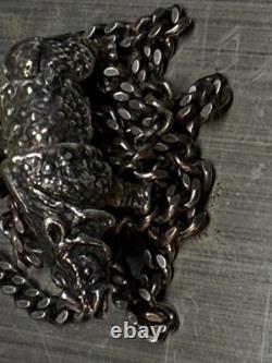 Sterling Silver 925 Necklace With Rhino Pendant 73 Grams Scrap Or Not