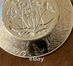 Sterling Silver Floral Alphabet Plates by Franklin Mint 26 mini-plates 274 Grams