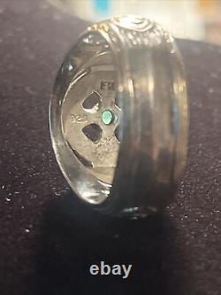 Sterling Silver Franklin Mint Celtic Cross Ring-925-size-10- Emerald Stone