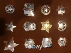 Sterling Silver Franklin Mint Great Western Law Men Badges Set Of 12