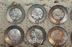 Sterling Silver Franklin Mint Miniature Plates Floral Alphabet Full Set