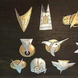 Sterling Silver & Gold Official Star Trek Insignia Badges Franklin Mint Set 1016