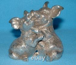 Sterling Silver Kissing & Hugging Pigs 1990 Franklin Mint Silver 925 Ornament