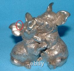 Sterling Silver Kissing & Hugging Pigs 1990 Franklin Mint Silver 925 Ornament