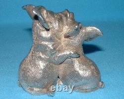Sterling Silver Kissing & Hugging Pigs 1990 Franklin Mint Silver 925 Ornament