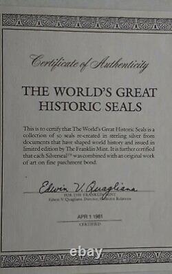 Sterling Silver Medals The World's Great Historic Seals 1981 Franklin Mint X50