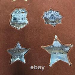 Sterling Silver Official Badges Of Great Western Lawmen Franklin Mint 12 Badges