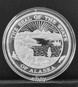Sterling Silver Proof Coin 1 Oz Art Medallion The Seal of The State of Alaska