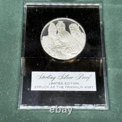 Sterling Silver Proofs 1972 Franklin Mint Holiday Medals Set 4 In Box/w Stands