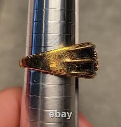 Sterling Silver Ring 14K Solid Gold Eagle Franklin Mint Gold Tone Mens Sz. 13.5 Sterling Silver Ring 14K Solid Gold Eagle Franklin Mint Gold Tone Mens Sz. 13.5