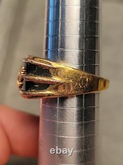 Sterling Silver Ring 14K Solid Gold Eagle Franklin Mint Gold Tone Mens Sz. 13.5 Sterling Silver Ring 14K Solid Gold Eagle Franklin Mint Gold Tone Mens Sz. 13.5