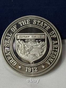 Sterling Silver Round 1974 FM Great Seal Of Arizona 33G FRANKLIN MINT