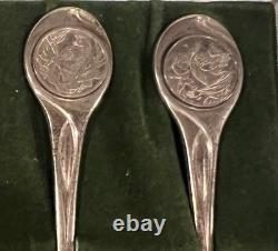 Sterling Silver Spoon Set Of 12 With Case, 12 Days Of Christmas 925 Franklin Mint