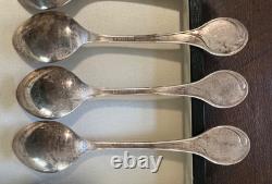 Sterling Silver Spoon Set Of 12 With Case, 12 Days Of Christmas 925 Franklin Mint