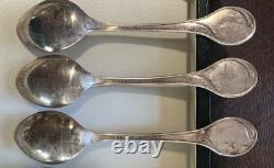 Sterling Silver Spoon Set Of 12 With Case, 12 Days Of Christmas 925 Franklin Mint