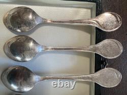 Sterling Silver Spoon Set Of 12 With Case, 12 Days Of Christmas 925 Franklin Mint