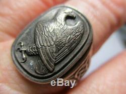 Sterling Silver Vintage Jensen Demark Franklin Mint Eagle Mens Ring Size 11.25