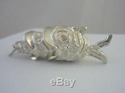 Stunning Rare Large Vintage Sterling Silver Three Fish Pendant By Franklin Mint
