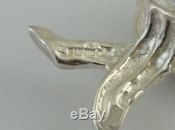 Stunning Rare Large Vintage Sterling Silver Three Fish Pendant By Franklin Mint
