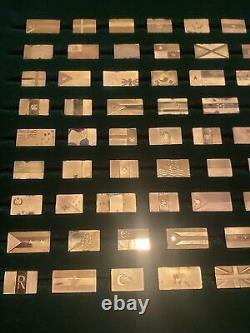 THE FRANKLIN MINT FLAGS OF ALL NATIONS Missing 2 GOLD ON STERLING SILVER