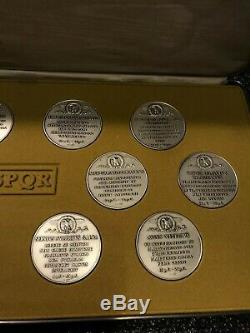 The 12 Caesars SPQR Franklin Mint. 925 Sterling Silver Medals 15.4 OZT