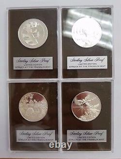 The Franklin Mint, 1973 Sterling Silver Rounds With Different Theme, Set Of 4