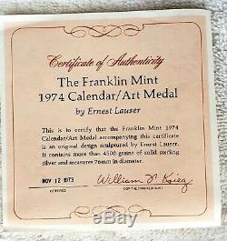 The Franklin Mint 1974 Annual Calendar / Art Medal / Sterling Silver