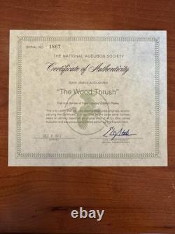 The Franklin Mint Audubon John James Audubon Wood Thrush Sterling Silver Plate