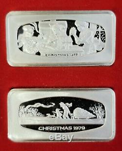 The Franklin Mint Christmas Ingots 1972-79 Sterling Silver 2.08 ozt / Ingot