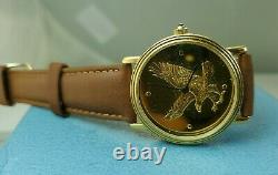 The Franklin Mint Eagle Sterling Silver Dial Gold Plated Watch