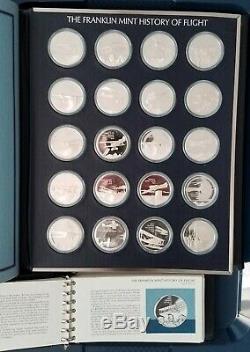 The Franklin Mint-History of Flight. 925 Sterling Silver Cameo-Proof Rounds 1973