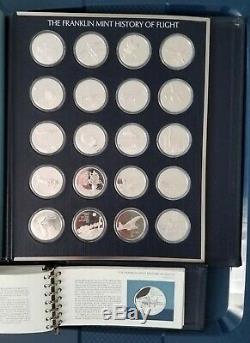 The Franklin Mint-History of Flight. 925 Sterling Silver Cameo-Proof Rounds 1973