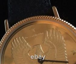 The Franklin Mint Vintage 1986 Gold Eagle Swiss Made Watch & Buffle Nautic Band